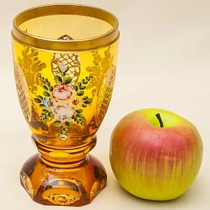 Коллекционная Ваза - Кубок, Цветочная Эмалевая роспись, Хрусталь Ernst Wittig, Германия 50-е годы ХХ века.