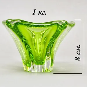 Хрустальная Вазочка - Орешница - Мелочевница «Изумрудная зелень», VAL SAINT LAMBERT Бельгия.