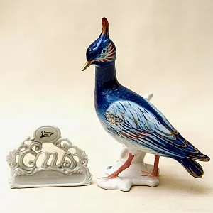 Птица - Фарфоровая статуэтка «Голубой Чибис», Карл Энс / Karl Ens,  Германия, 50-е годы ХХ века.