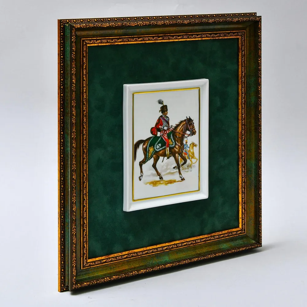 Картина - Панно - Фарфоровая Плакетка из коллекции «Кавалеристы ХIХ века», Германия.