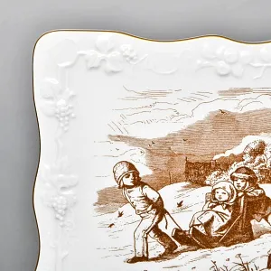 Фарфоровая Картина - Плакетка «Дети на снегу», Meissen (Мейсен) Германия 1979-1980 годы.