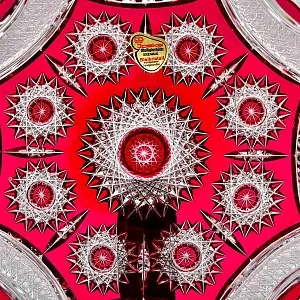 Блюдо - Фруктовница Розово-Красного Хрусталя JOSKA BODENMAIS Германия D-29,5 см., конец 60-х гг.