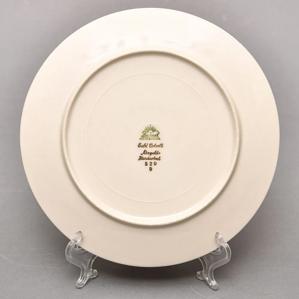 Винтажная Чайная пара + Тарелка (Тройка) «Золотые узоры», Фарфор LINDNER Kups Bavaria, Германия.