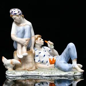 Большая Коллекционная Фарфоровая статуэтка «Бездельники», Россия ДФЗ Дулево. 