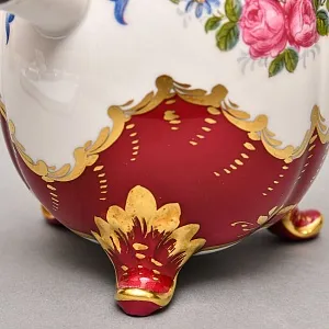 Фарфоровый Кувшин - Чайник для подачи горячего шоколада «Синие ленты» с лопаткой, Pillivuyt Франция.