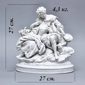 Антикварная Фарфоровая статуэтка «Влюбленная пара», VOLKSTEDTER Германия, первая половина ХХ века.