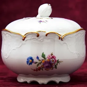 Фарфоровая Сахарница - Конфетница «Летний сад» Furstenberg, Германия середина ХХ века.