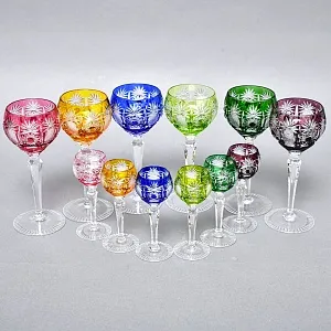 Набор Бокалы + Рюмки серия «PARIS» Хрусталь, JOSKA BODENMAIS Германия, 60 -е годы ХХ века.