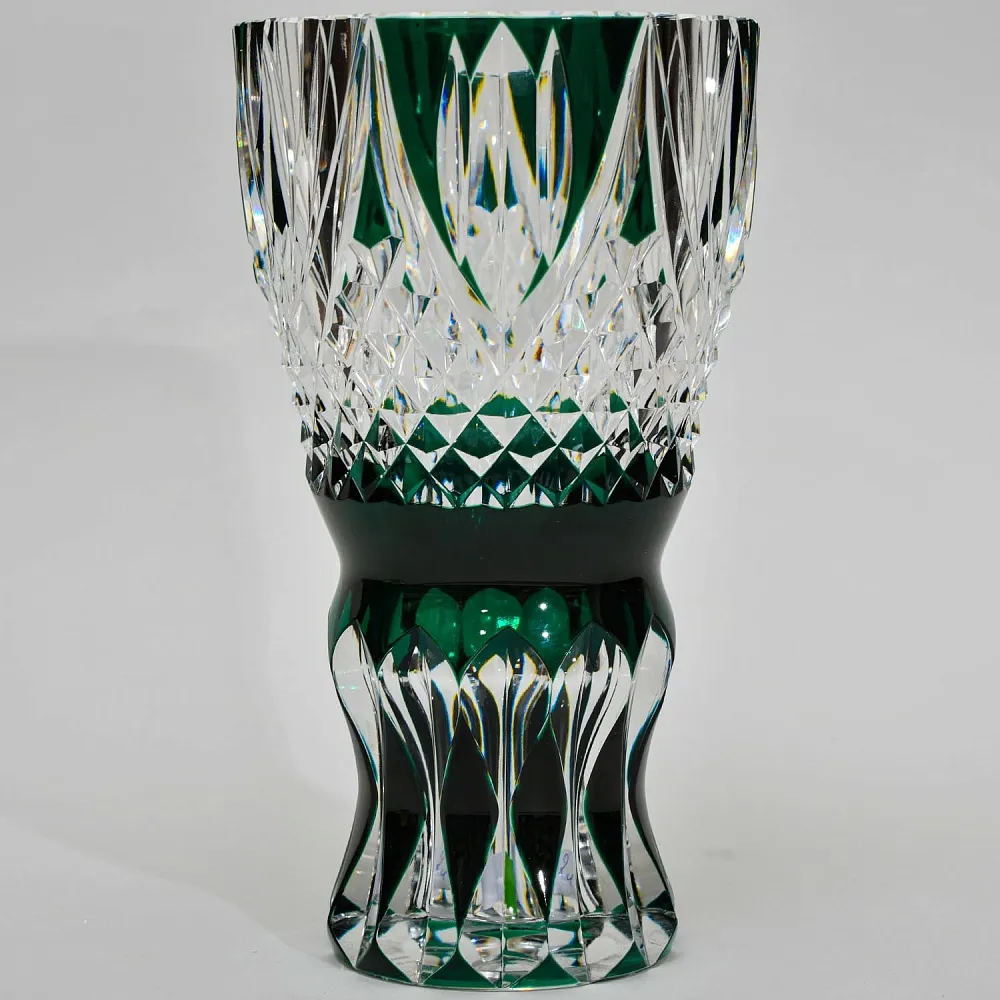 Классическая Ваза Зелёного Цвета, Хрусталь VAL SAINT LAMBERT Бельгия, середина ХХ века.