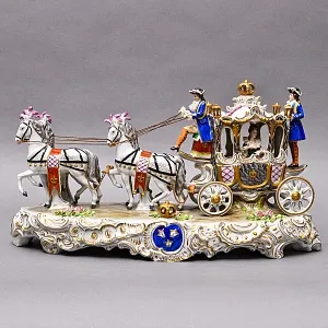 Редкость! Большая Фарфоровая статуэтка «КАРЕТА», SITZENDORF Германия, середина ХХ века.