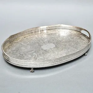 Большой Сервировочный Металлический Поднос, Silverplate, SHEFFIELD Англия начало ХХ века.