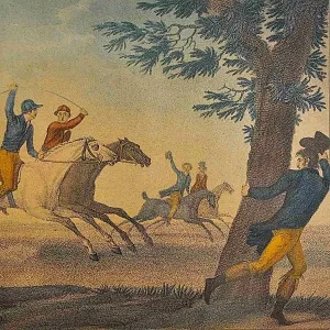 Старинная Картина - Цветная Литография «Скачки», Carle Vernet Франция.