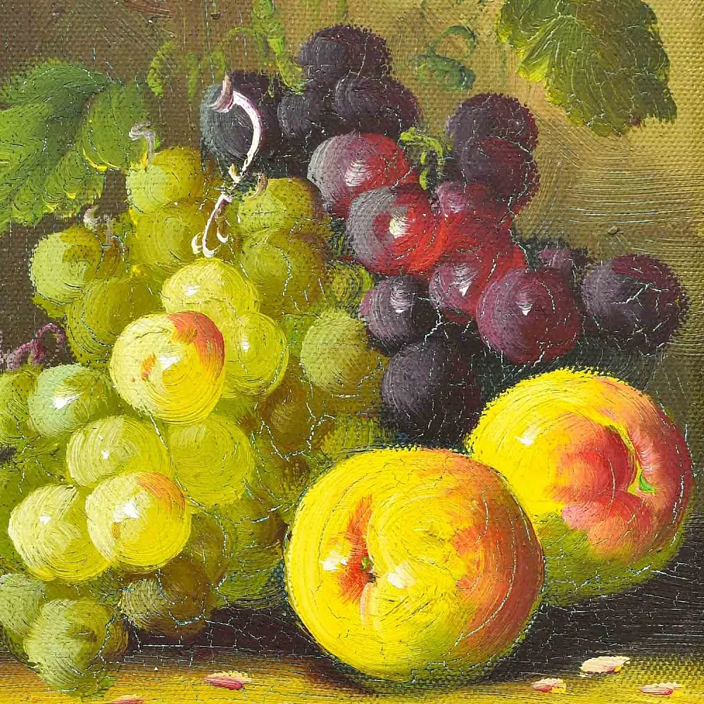 Антикварная Картина «Старинный Натюрморт с Фруктами», Холст, Масло, конца XIX - начала XX века.