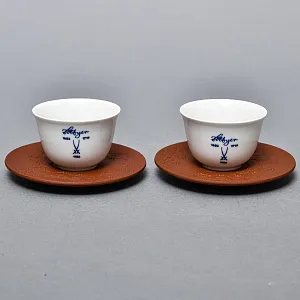 Набор Тет-а-Тет Две Фарфоровые Кофейные пары - пиалы с блюдцем MEISSEN Германия - 1982 год. 