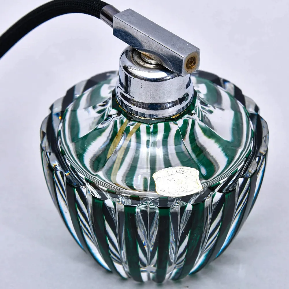 Винтажный Парфюмерный Набор из 3-х предметов, Цветной Хрусталь VAL SAINT LAMBERT, Бельгия.