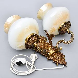 Винтажный Электрический Настенный Двух рожковый Светильник - Бра, бронза СССР 70 -е гг.