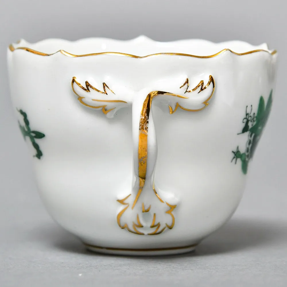 Классическая Фарфоровая Кофейная пара «Зеленый Дракон», MEISSEN Германия, середина ХХ века. 