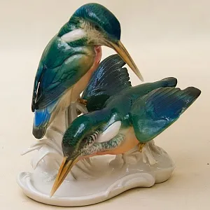Птицы - Фарфоровая Статуэтка «Пара Зимородков», Карл Энс/ Karl Ens Германия 50гг.