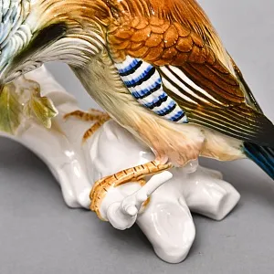 Большая Фарфоровая Статуэтка «Пара птиц - Сойки», Карл Энс / Karl Ens, Германия.