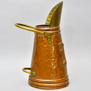 Высокий Зольник «Дама с Кавалером - У Камина» или Подставка для зонтов и тростей, Медь, Латунь, Бельгия.