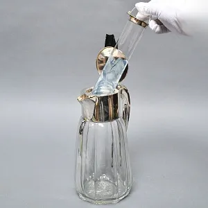 Винтажный Хрустальный Графин - Кувшин на 2,8 литра с Колбой для льда, Silverplated Германия. 