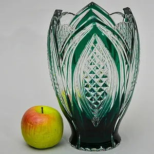 Хрустальная Ваза «Зеленый Тюльпан», VAL SAINT LAMBERT  Бельгия, середина ХХ века.