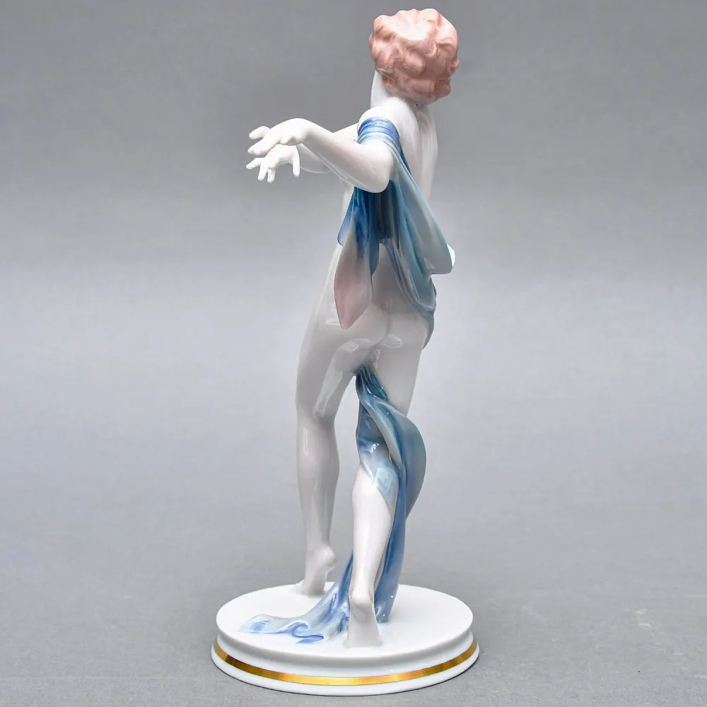 Антикварная Фарфоровая статуэтка «Обнаженная с шарфом», ROSENTHAL Германия - 1924 год. 