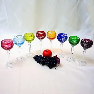 Полный Набор, все 8-мь Цветов! Хрустальные Бокалы для Вина серия «Виноград», NACHTMANN Германия.