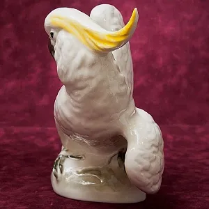 Большая Статуэтка Птица - Попугай - Какаду Желтохохлый, фарфор ИФЗ, Россия.