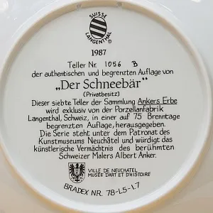 Коллекционная Тарелка «Снеговик» Фарфор, Suisse Langenthal, Швейцария -1987 год.