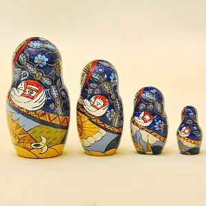 Русский Сувенир Матрёшка - Авторская роспись - «Сказка о Золотом Петушке», Дерево - Россия -1995 год. 