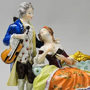 Коллекционная Фарфоровая Статуэтка «Музыкальный Дуэт», Unterweissbach 1958 - 1976 годы.