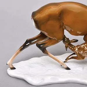 Редкая! Большая Фарфоровая статуэтка «Олениха с олененком», ROSENTHAL Германия, 70 гг.  