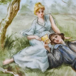 Антикварное Фарфоровое Настенное Кашпо - Ваза «Веер», роспись, Limoges Франция -1891 год.