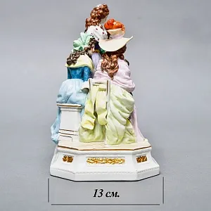 Антикварная Статуэтка «Неожиданное Угощение», Фарфор, Dressel & Kister Passau Германия, 1907 - 1922 гг. 