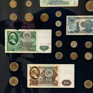 Настенное Коллекционное Панно - Картина «Советские монеты и Банкноты», СССР.