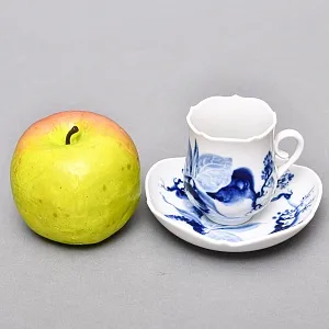 Коллекционная Фарфоровая Кофейная пара «Голубые орхидеи», MEISSEN Германия, середина ХХ века. 