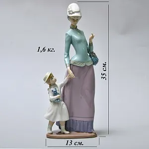 Коллекционная Фарфоровая статуэтка «На прогулке. Дама и девочка», Lladro Испания. 