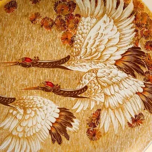 Коллекционная Авторская Тарелка - Блюдо «Журавли» Фарфор KAISER Германия D -28 см.