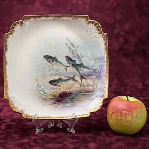 Антикварный Набор тарелок для подачи рыбы - 3 шт., FRANZ ANTON MEHLEM Германия, 1885 -1920 гг.