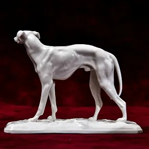 Редкость! Антикварная Фарфоровая Статуэтка «Собака. Арабская Борзая Слюги», Nymphenburg Германия.