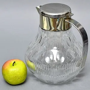Винтажный Графин - Кувшин на 3.2 литра. Колба для льда, Хрусталь, Silverplated Германия. 