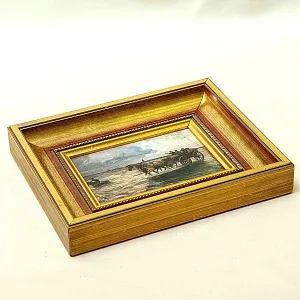 Картина - Пейзаж - Миниатюра «Водная переправа - Брод», Доска, Масло, Германия 80 -е ХХ века. 