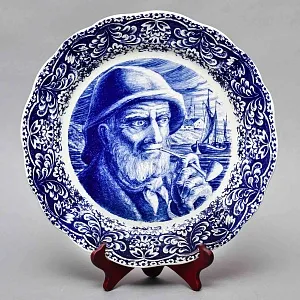 Декоративная Фарфоровая Тарелка - Блюдо «Старый моряк», DELFTs - Royal Boch Бельгия. 