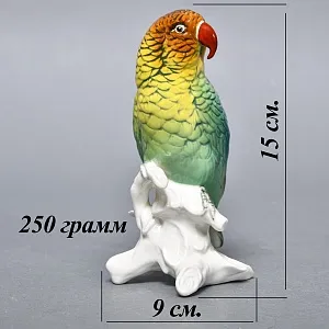 Птица - Попугай - Фарфоровая статуэтка «Зелёный Попугайчик», Карл Энс / Karl Ens,  Германия, 50-е годы ХХ века.