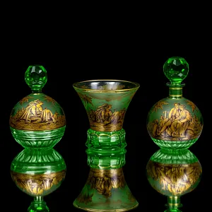 Парфюмерный набор из 3-х предметов «Влюбленная пара. Свидание», Хрусталь Johann Oertel & Co. Богемия.