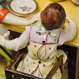 Антикарная Фарфоровая Статуэтка «Едоки каши. Завтрак», Aсkermann & Fritze начало ХХ века.