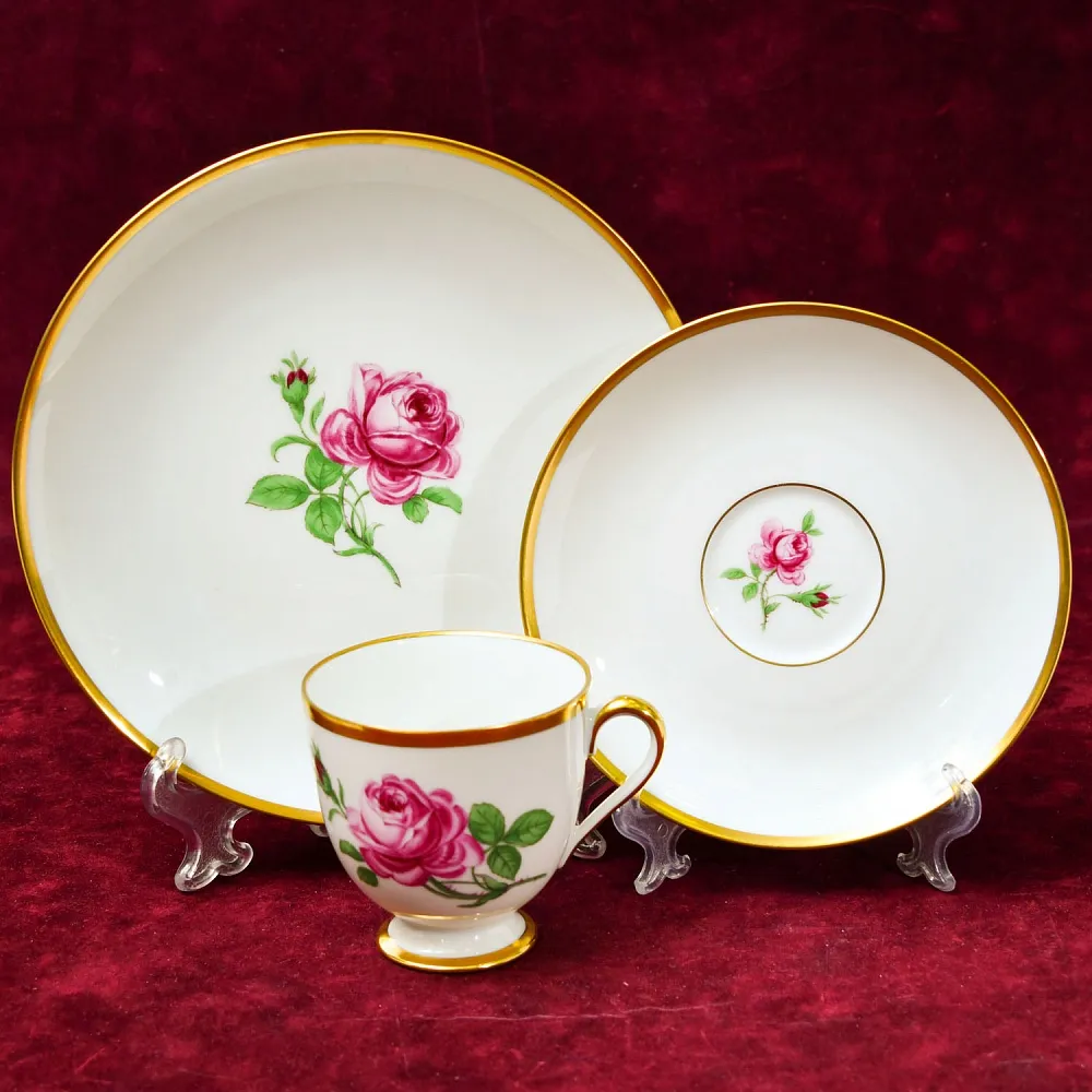 Коллекционная Чайная тройка «РОЗА», фарфор FURSTENBERG Германия, середина ХХ века.
