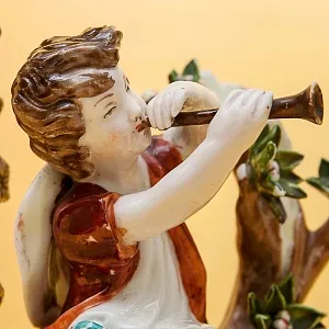 Электрическая Лампа - Светильник - Статуэтка «Мальчик с дудочкой» Фарфор Испания.