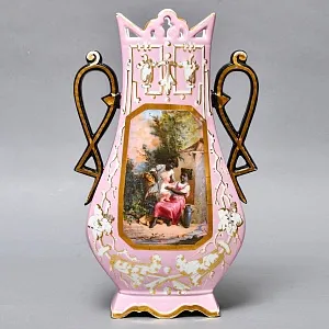 Антикварные Парные Фарфоровые Вазы «Счастливое детство», Франция, конец XIX - начало ХХ века. 